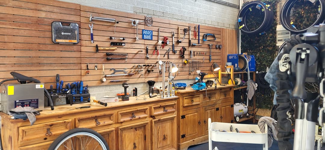 AbroBike workshop tool wall
